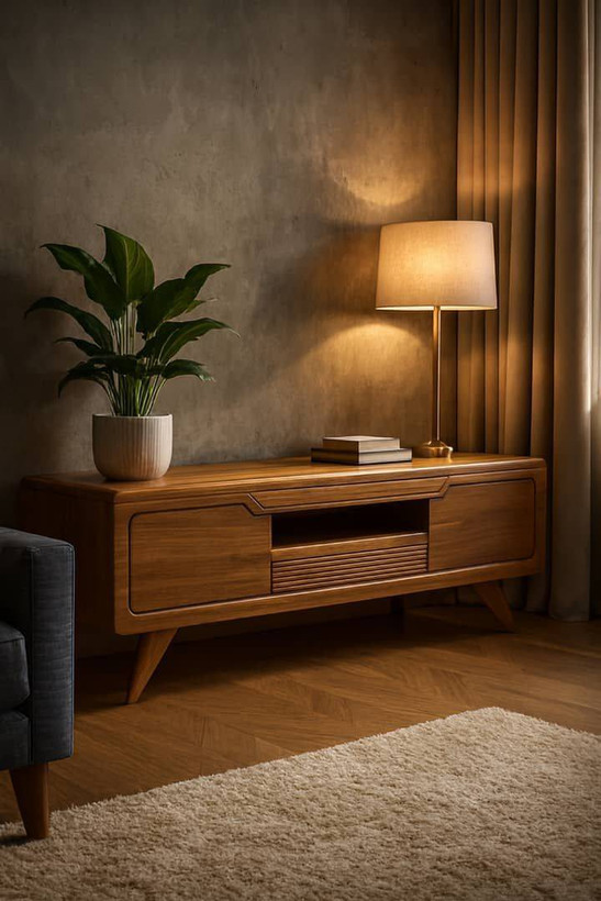 میز تلویزیون مدل کلاسیک تاج دار تمام MDF روکش 3 دهم FRP عرض 160 و 180 در رنگ بندی متنوع