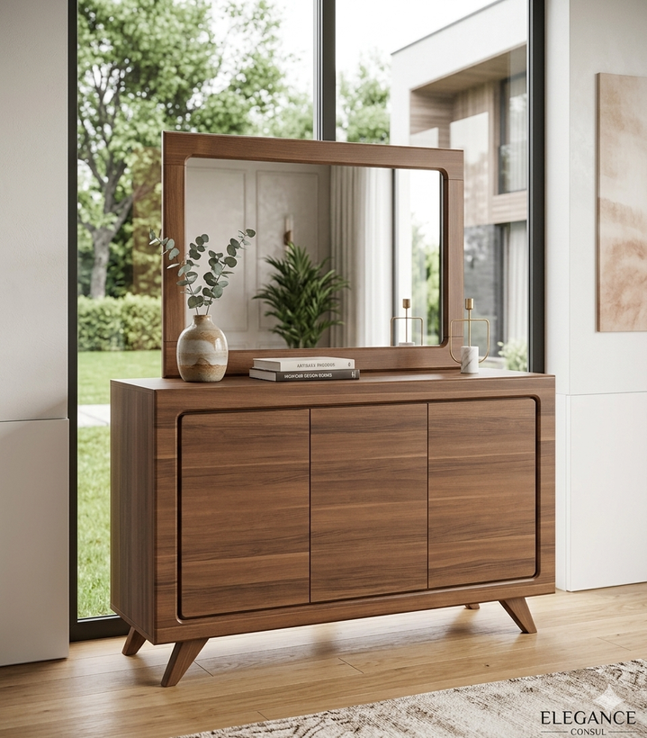 ست میز و آینه کنسول سام تک تمام MDF عرض 160 و 180 سانت در رنگ بندی های متنوع