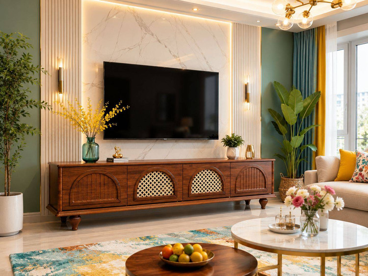 میزتلویزیون مدل حصیری تمام MDF عرض 180 با بهره گیری از بهترین یراق ها و رنگ بندی های متنوع